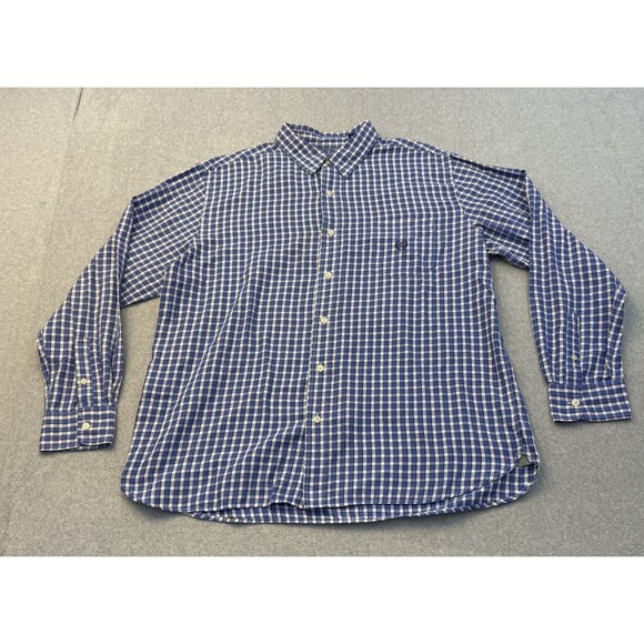 Chaps Shirt Men's XL Blue White Check Long Sleeve Casual Button Front Academia - Picture 1 of 8